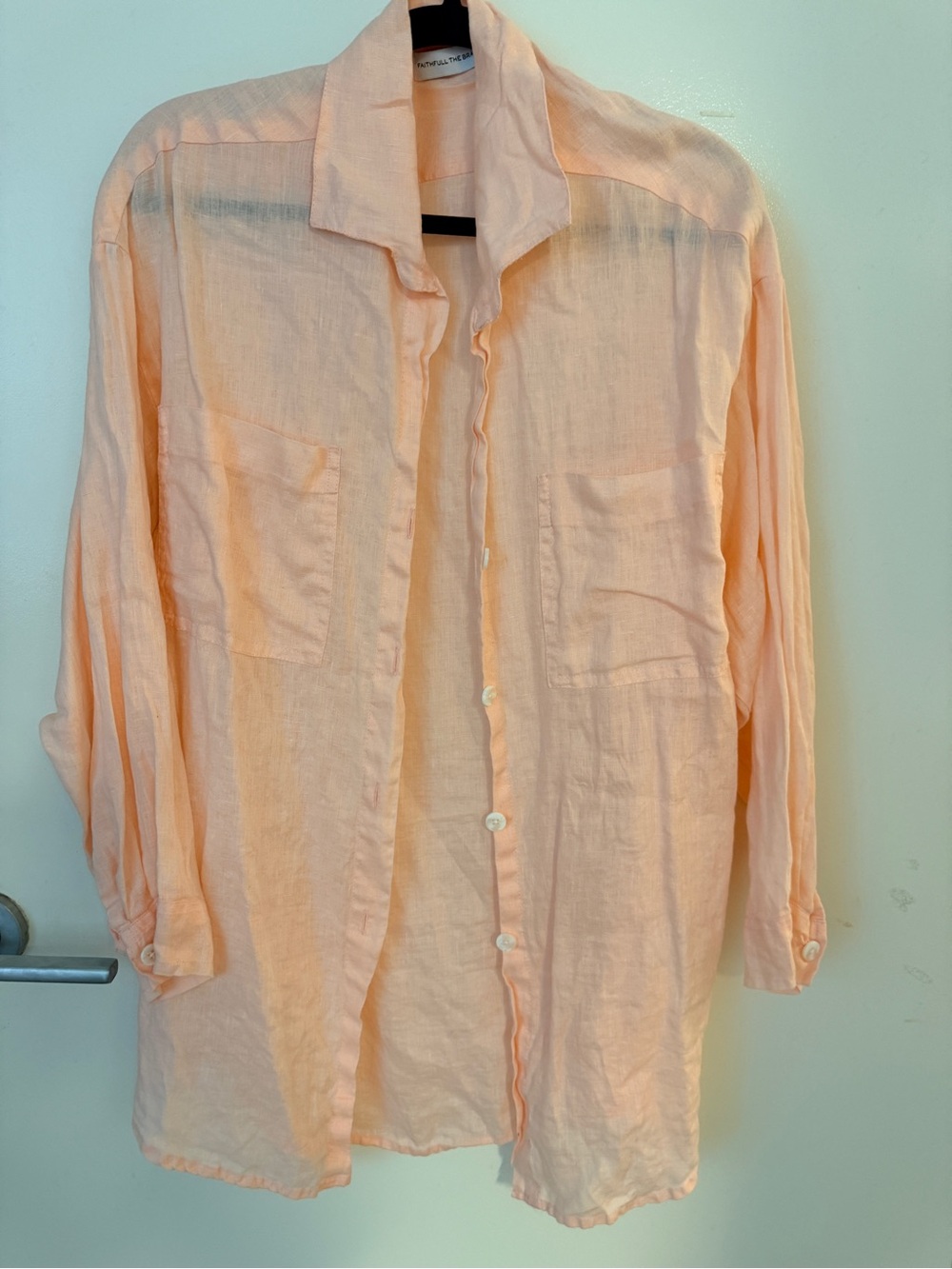 Faithfull the Brand Blush Pink 100% Linen Button Down Shirt